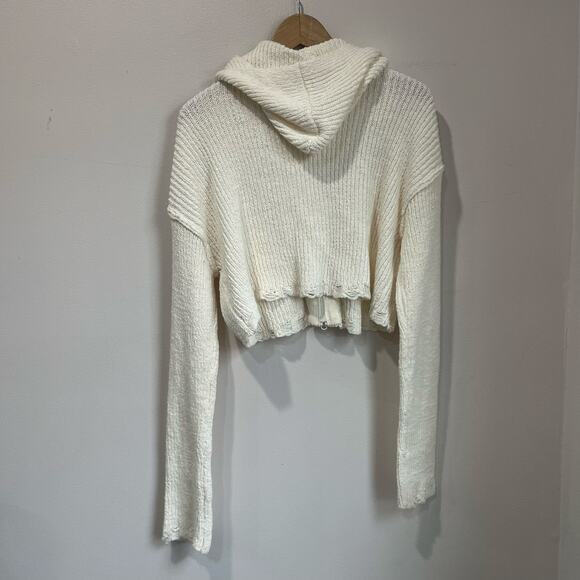 Moon & Madison Cropped Zip Hoodie Ribbed Cozy Minimal NWT Size XL - Picture 2 of 7